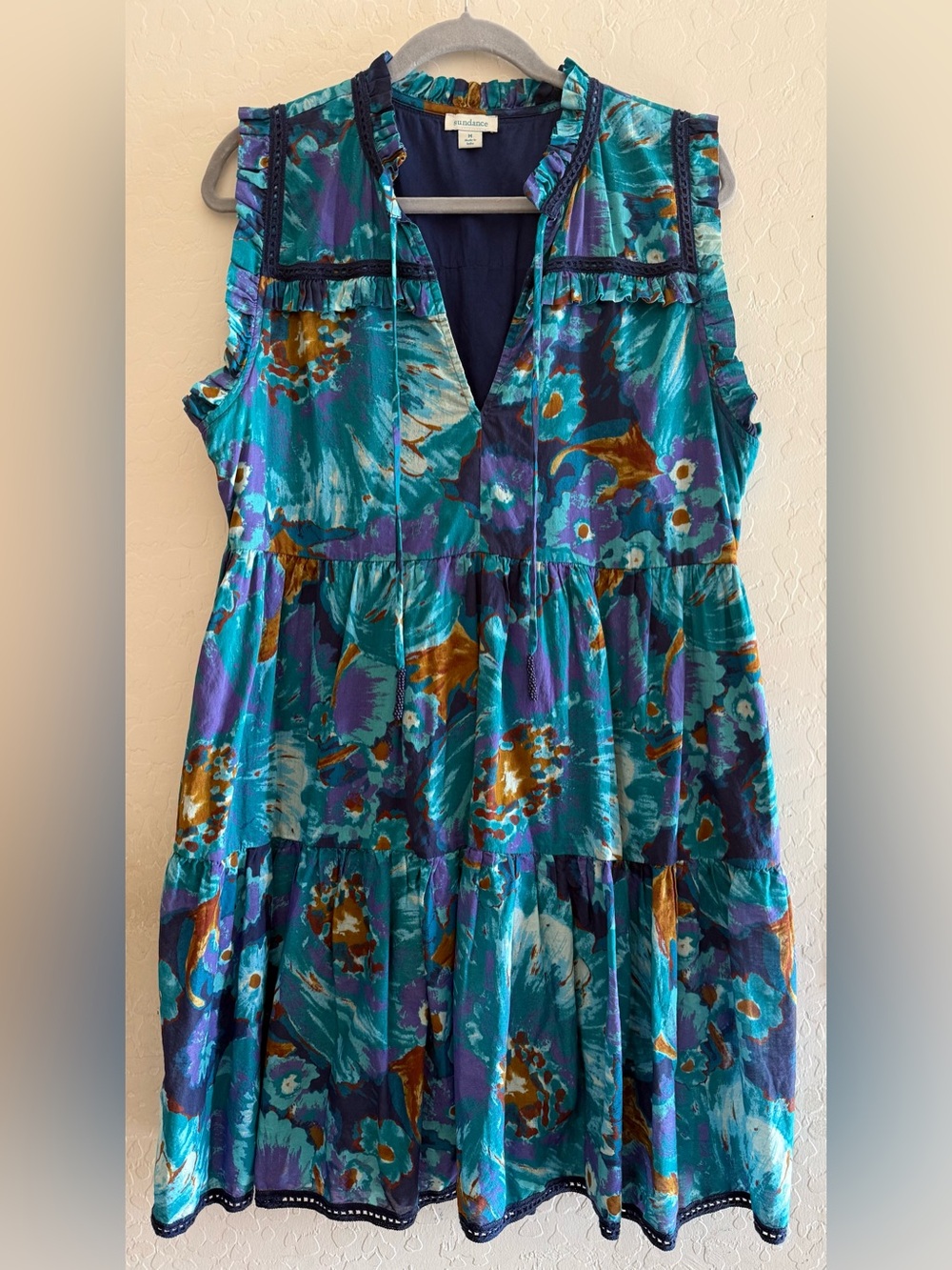 Sundance, medium, floral tiered dress, 100% cotton